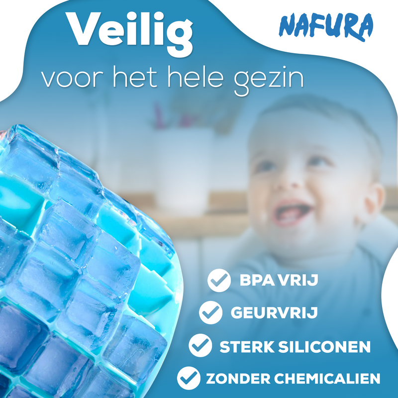 Nafura® ijsblokjesvorm vierkant met deksel - 4 stuks